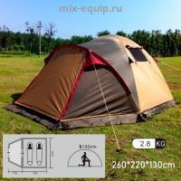 Палатка двухместная туристическая с тамбуром 1,1+1,5 м * 2.2 м высота 130 см, BG-1508