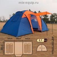 Палатка четырехместная туристическая двухкомнатная 1,45+1,2+1,45 м * 2.2 м высота 200 см, BG-1002-4