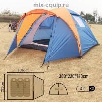 Палатка трехместная туристическая 2,2+0.8 м * 2.2 м высота 160 см, BG-1011
